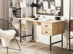 Skrivebord ABILEN Lysebrun 120 cm 60 cm med skuffer