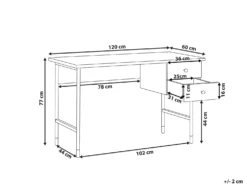 Skrivebord ABILEN Lysebrun 120 cm 60 cm med skuffer