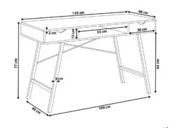Skrivebord CLARITA Lysebrun 120 cm 48 cm med skuffer