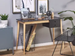 Skrivebord EBEME Sort 106 cm 48 cm med opbevaring