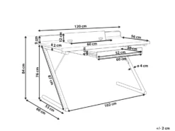 Skrivebord FOCUS Hvid 120 cm 60 cm med skuffer