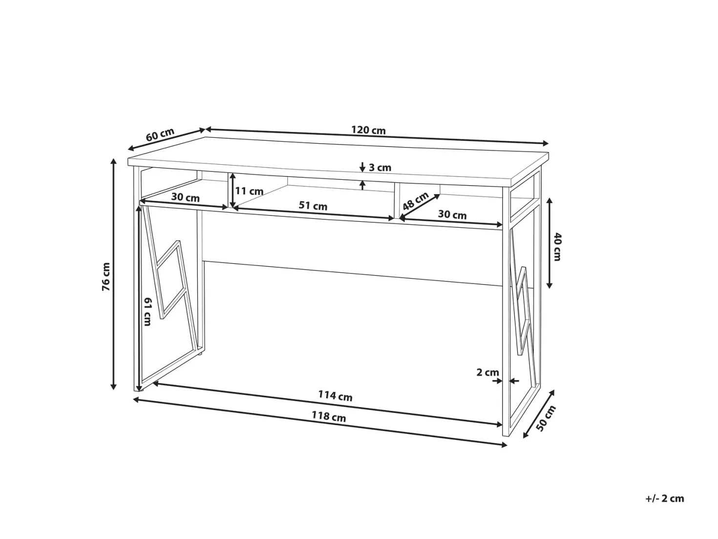 Skrivebord FORRES Brun/sort 120 cm 60 cm