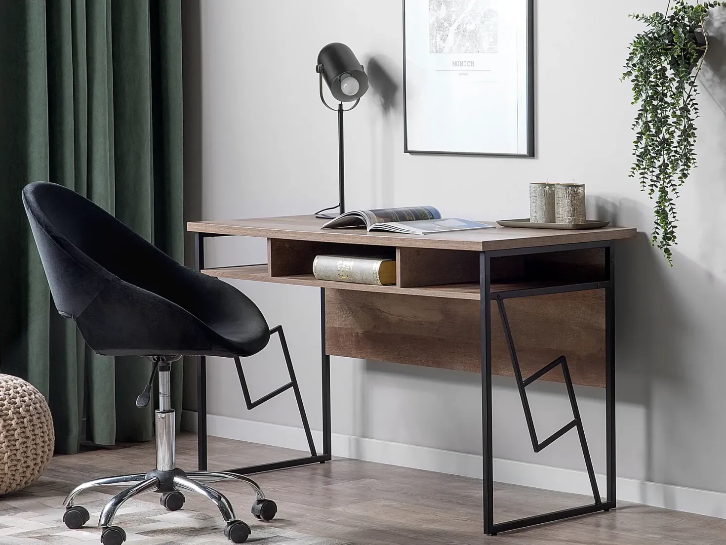 Skrivebord FORRES Brun/sort 120 cm 60 cm