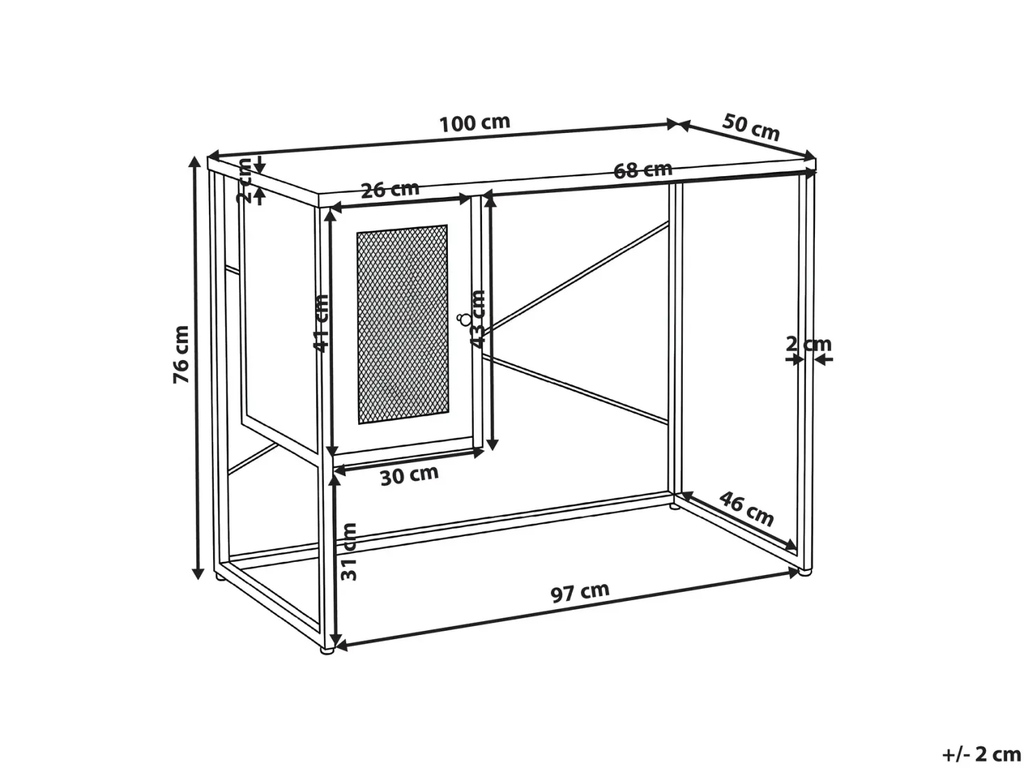 Skrivebord HARJO Sort 100 cm 50 cm med opbevaring