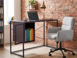 Skrivebord HARJO Sort 100 cm 50 cm med opbevaring