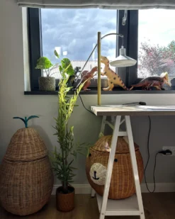 Skrivebord HEBER Brun/hvid 140 cm 60 cm med skuffer
