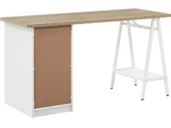 Skrivebord HEBER Brun/hvid 140 cm 60 cm med skuffer