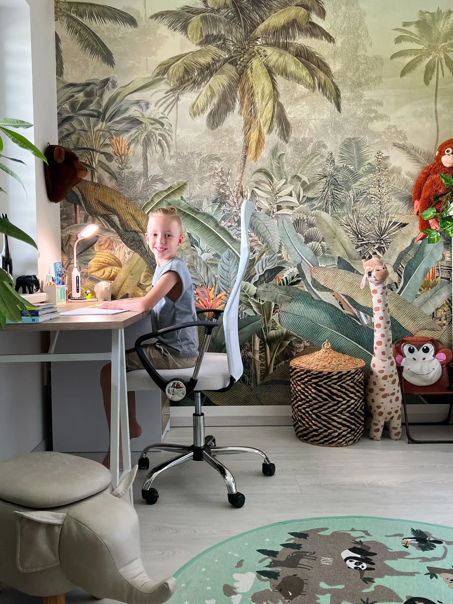 Skrivebord HEBER Brun/hvid 140 cm 60 cm med skuffer