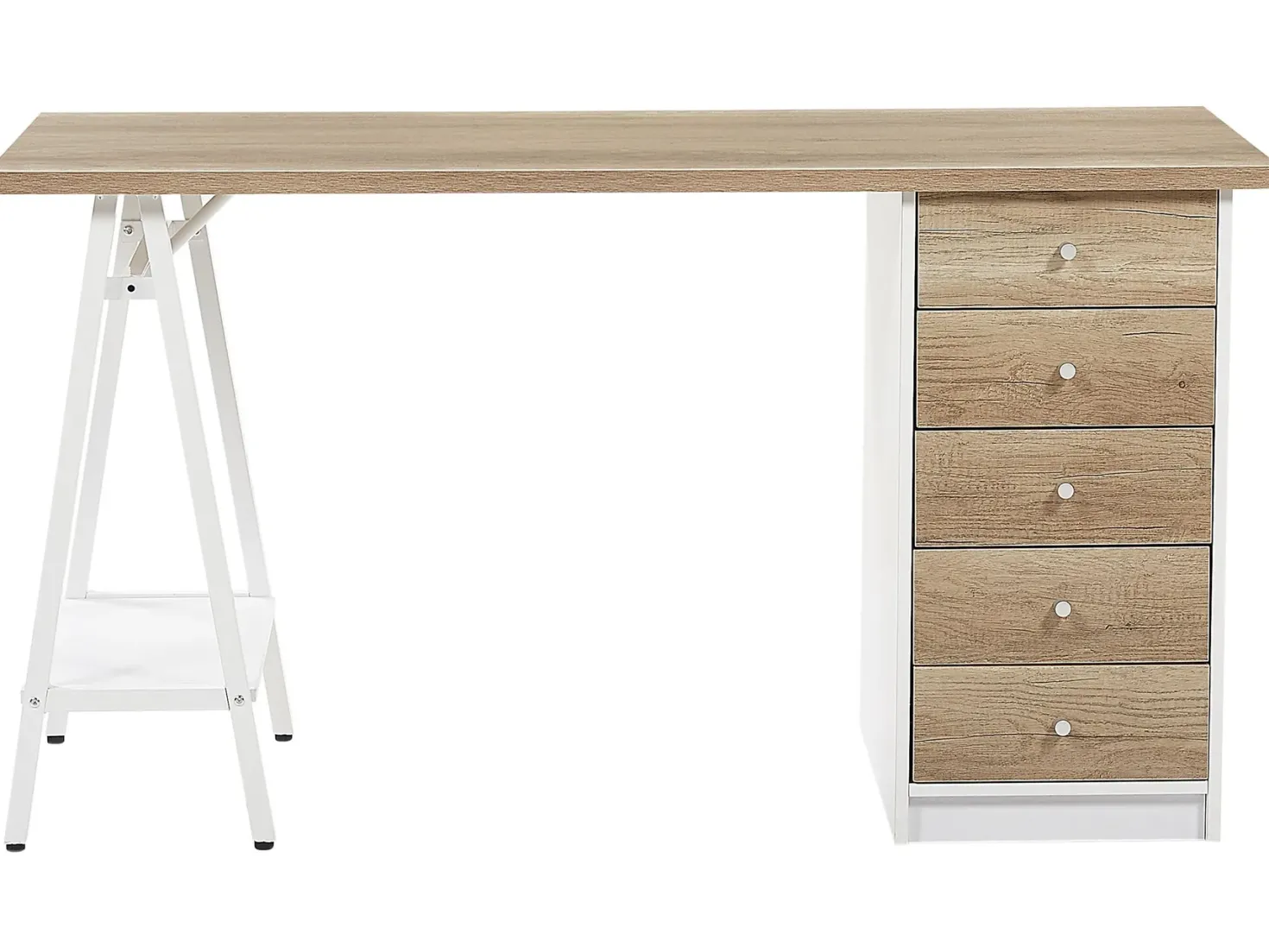 Skrivebord HEBER Brun/hvid 140 cm 60 cm med skuffer