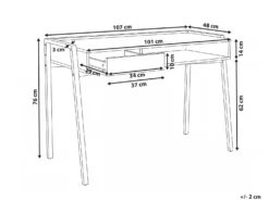 Skrivebord KOFOTEN Lysebrun 107 cm 48 cm