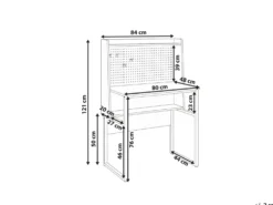 Skrivebord med perforeret tavle BUXTON Hvid 84 cm 48 cm