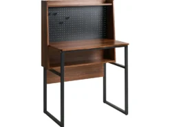 Skrivebord med perforeret tavle BUXTON Mørkebrun 84 cm 48 cm