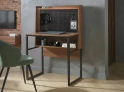 Skrivebord med perforeret tavle BUXTON Mørkebrun 84 cm 48 cm