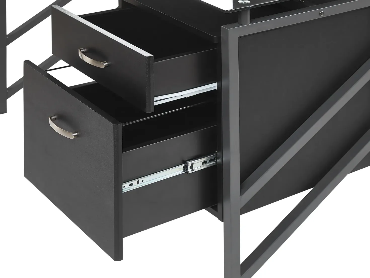 Skrivebord MORITON Sort 117 cm 57 cm med opbevaring