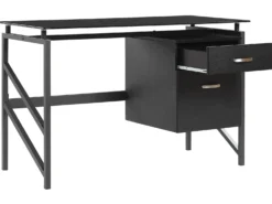 Skrivebord MORITON Sort 117 cm 57 cm med opbevaring