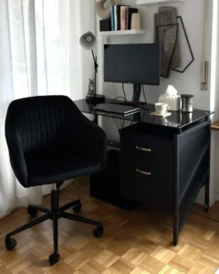 Skrivebord MORITON Sort 117 cm 57 cm med opbevaring