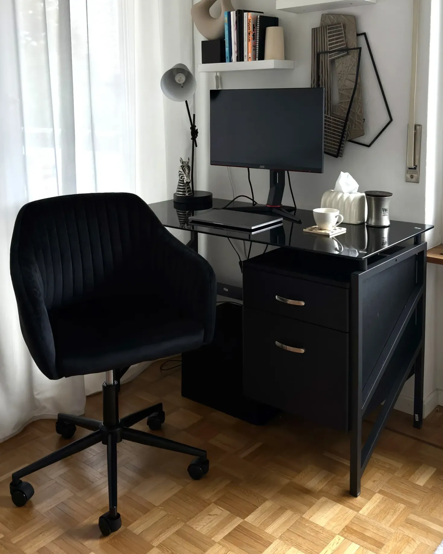 Skrivebord MORITON Sort 117 cm 57 cm med opbevaring