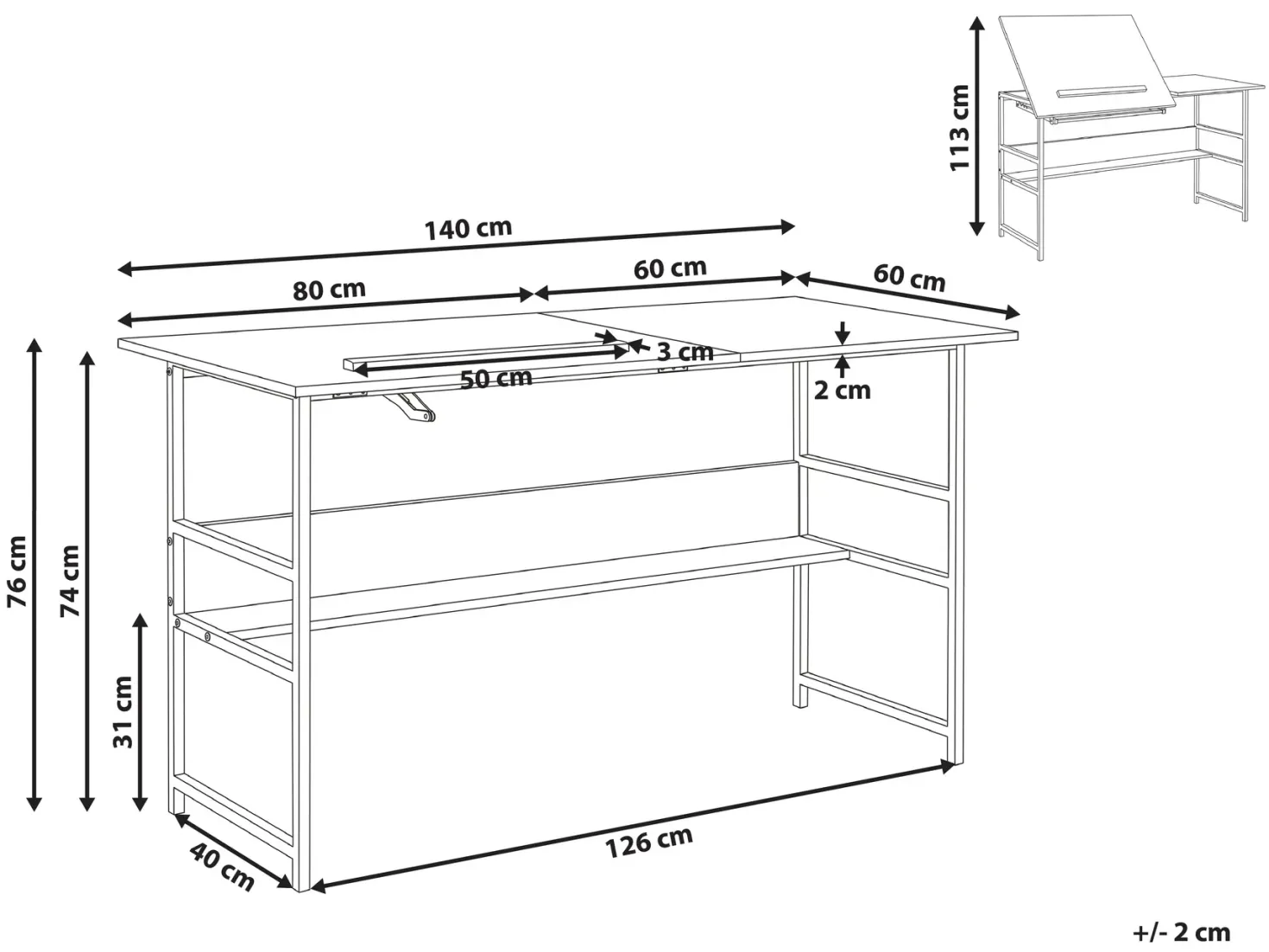 Skrivebord ORAN Hvid 140 cm 60 cm