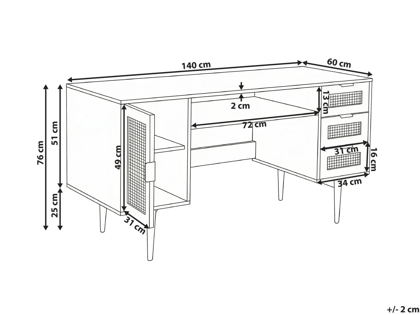 Skrivebord RAFFRA Lysebrun 140 cm 60 cm