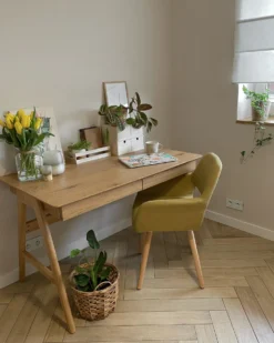 Skrivebord SHESLAY Lysebrun 120 cm 70 cm med skuffer