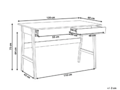 Skrivebord THESLAY Lysebrun/hvid 120 cm 60 cm