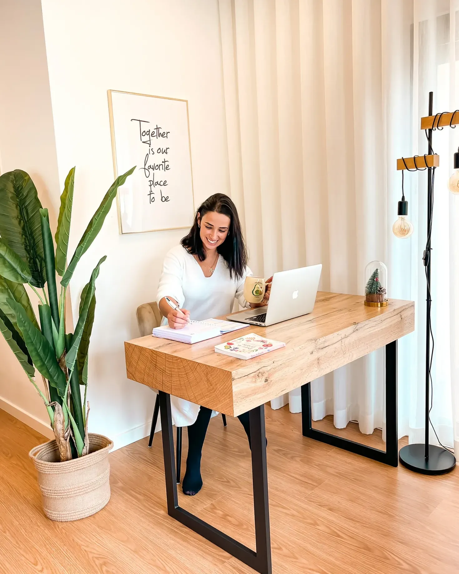 Skrivebord VIDA Lysebrun 120 cm 55 cm med opbevaring