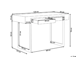 Skrivebord VIDA Lysebrun 120 cm 55 cm med opbevaring