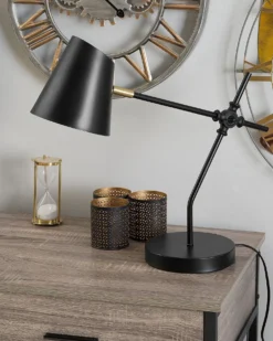 Skrivebordslampe HORTON Justerbar Metal Sort