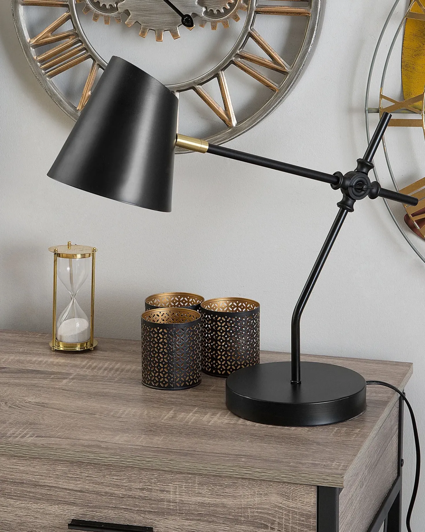 Skrivebordslampe HORTON Justerbar Metal Sort