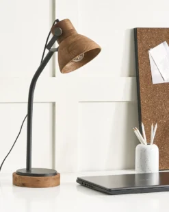 Skrivebordslampe KOLAR Mangotræ Mørkebrun
