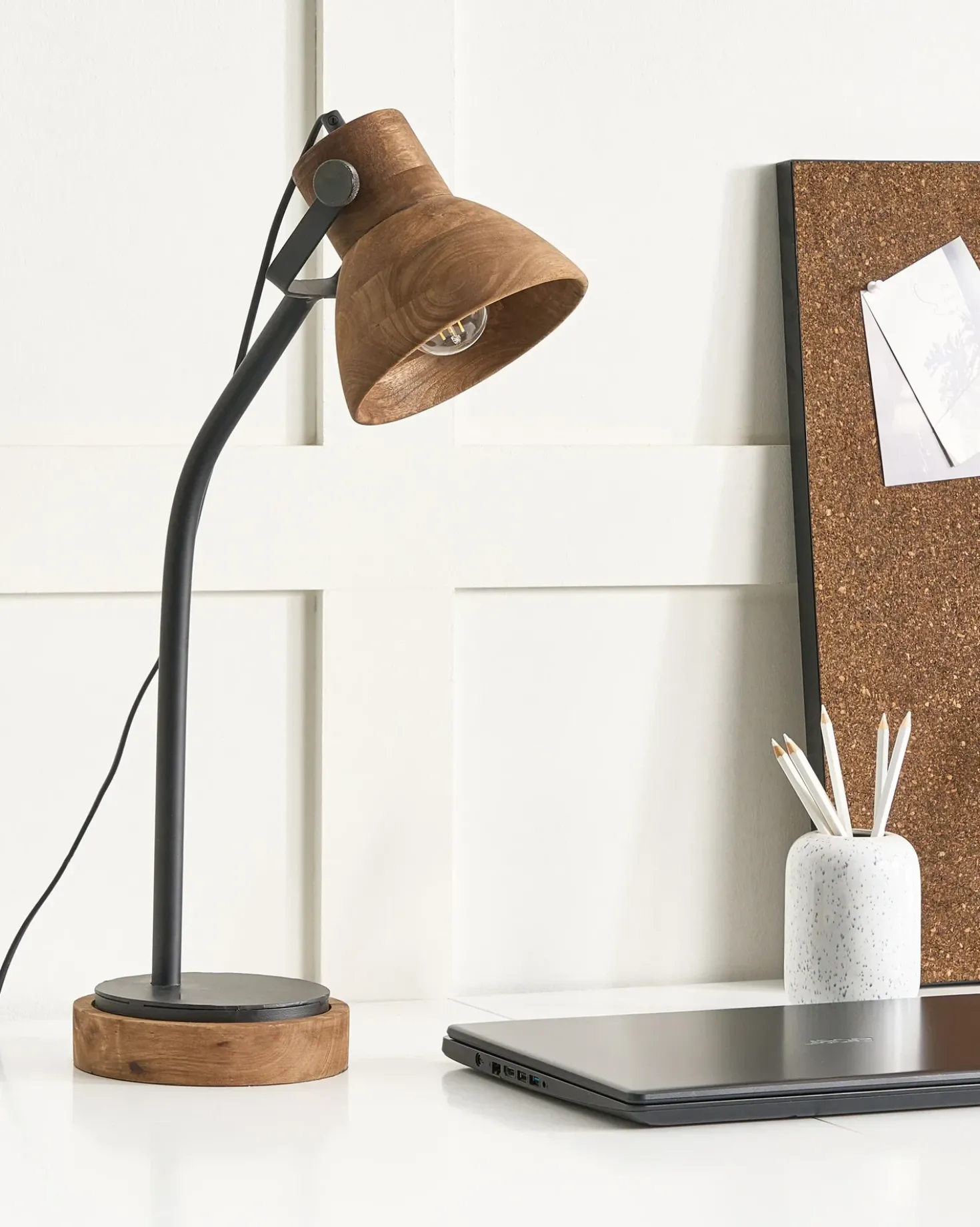 Skrivebordslampe KOLAR Mangotræ Mørkebrun