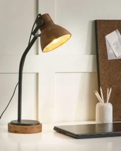 Skrivebordslampe KOLAR Mangotræ Mørkebrun