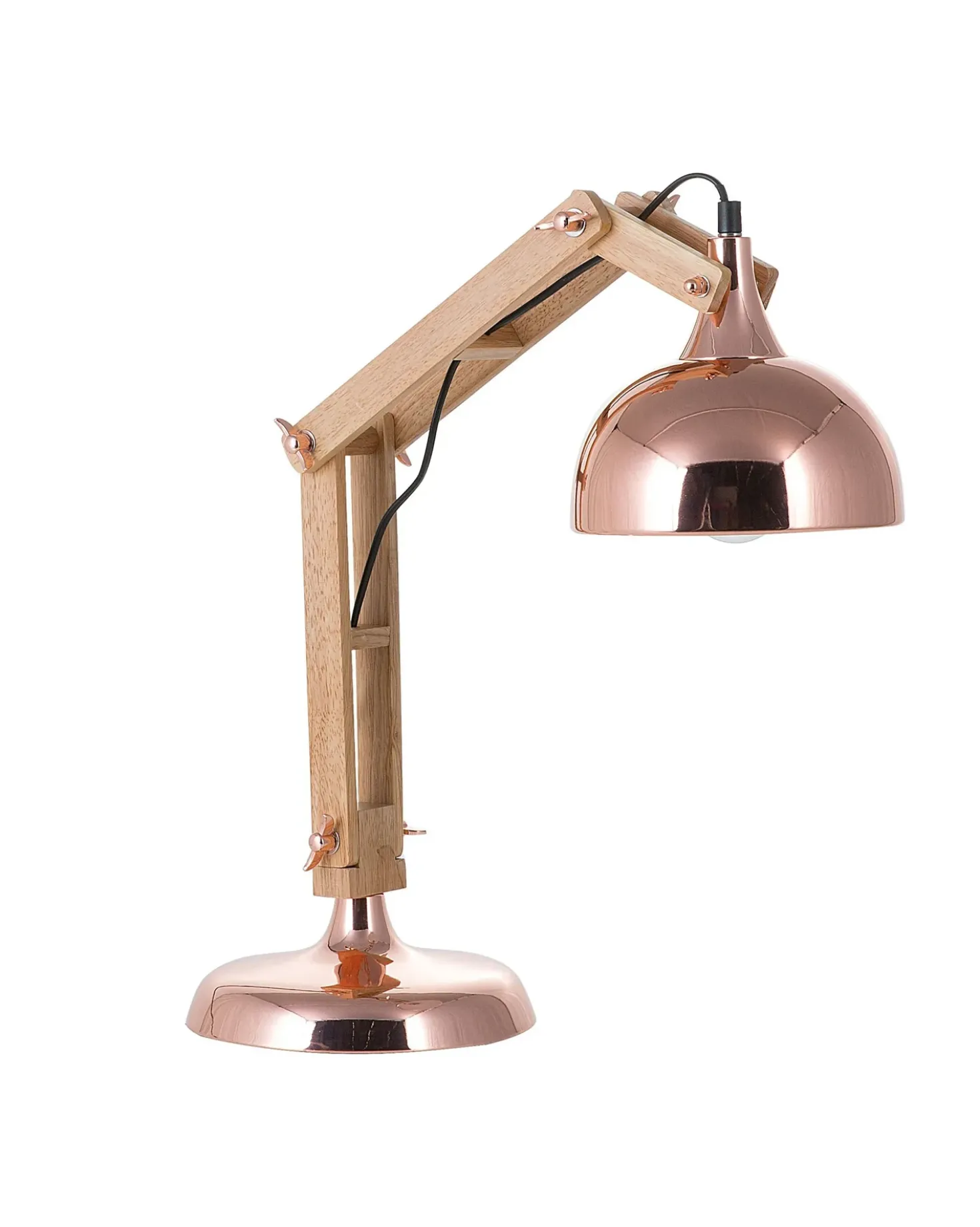 Skrivebordslampe SALADO Justerbar Træ Kobber