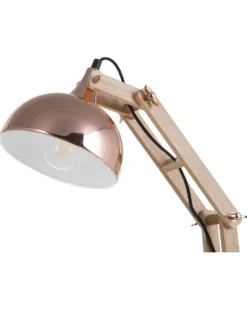 Skrivebordslampe SALADO Justerbar Træ Kobber