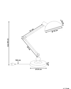 Skrivebordslampe MERAMEC Justerbar Metal Sort