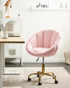 Skrivebordsstol ANNABELLE Boucle Pastellrosa
