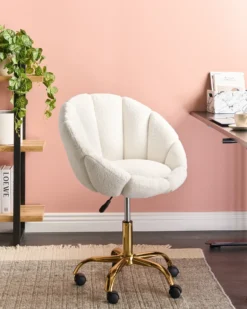 Skrivebordsstol ANNABELLE Boucle Hvid