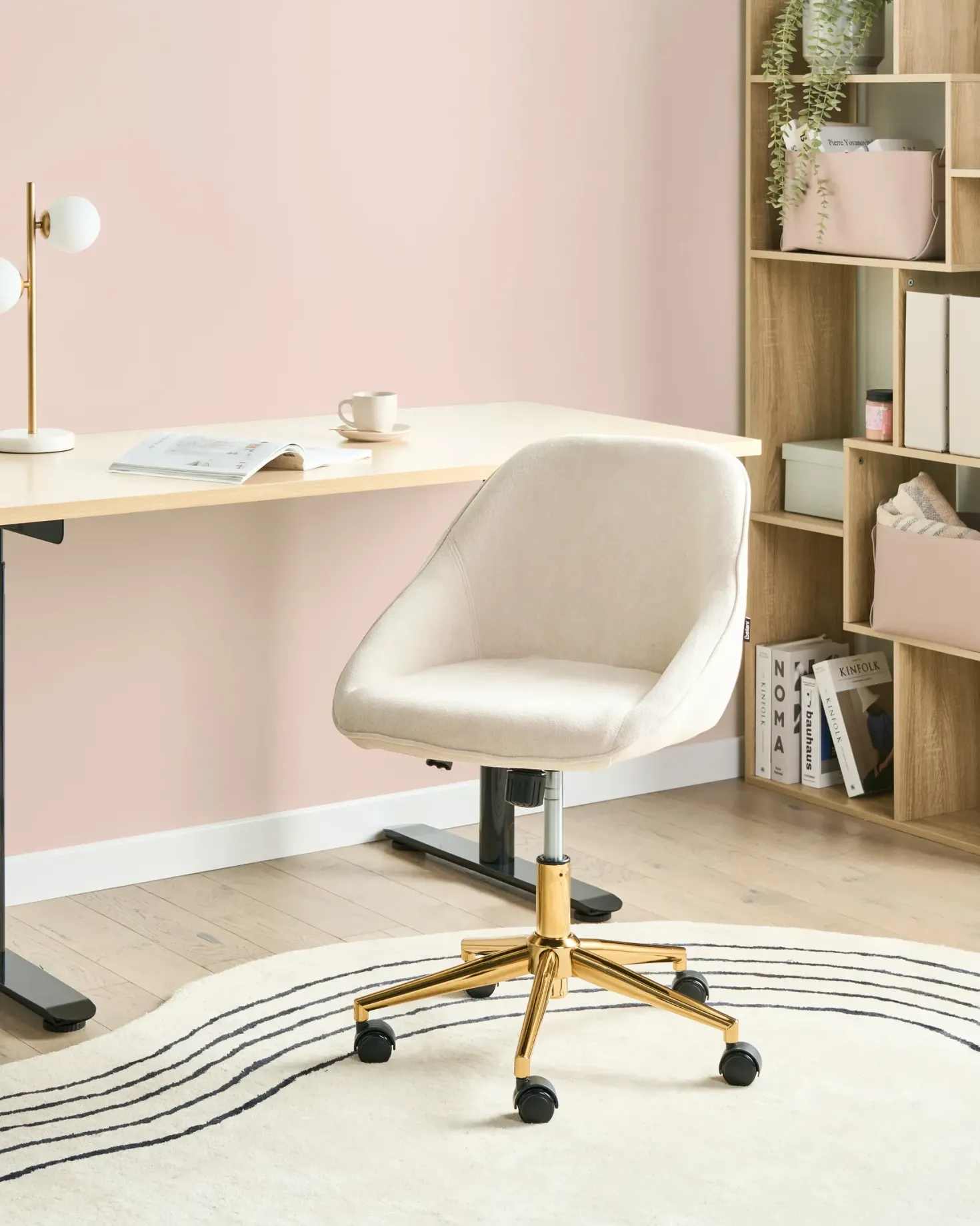 Skrivebordsstol BARDSDALE Velour Lys Beige