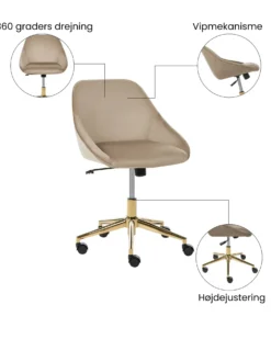 Skrivebordsstol BARDSDALE Velour Brungrå
