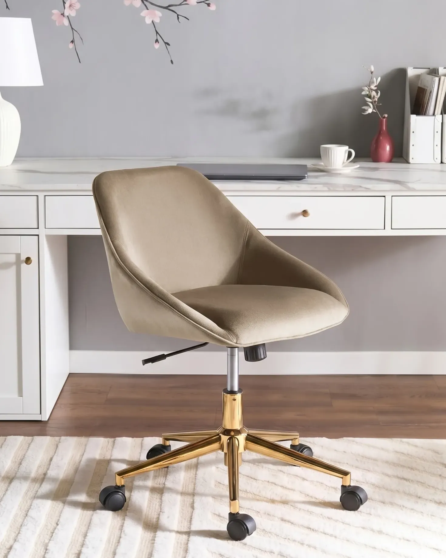 Skrivebordsstol BARDSDALE Velour Brungrå