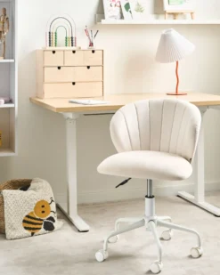 Skrivebordsstol CHEERFUL Velour Cremehvid