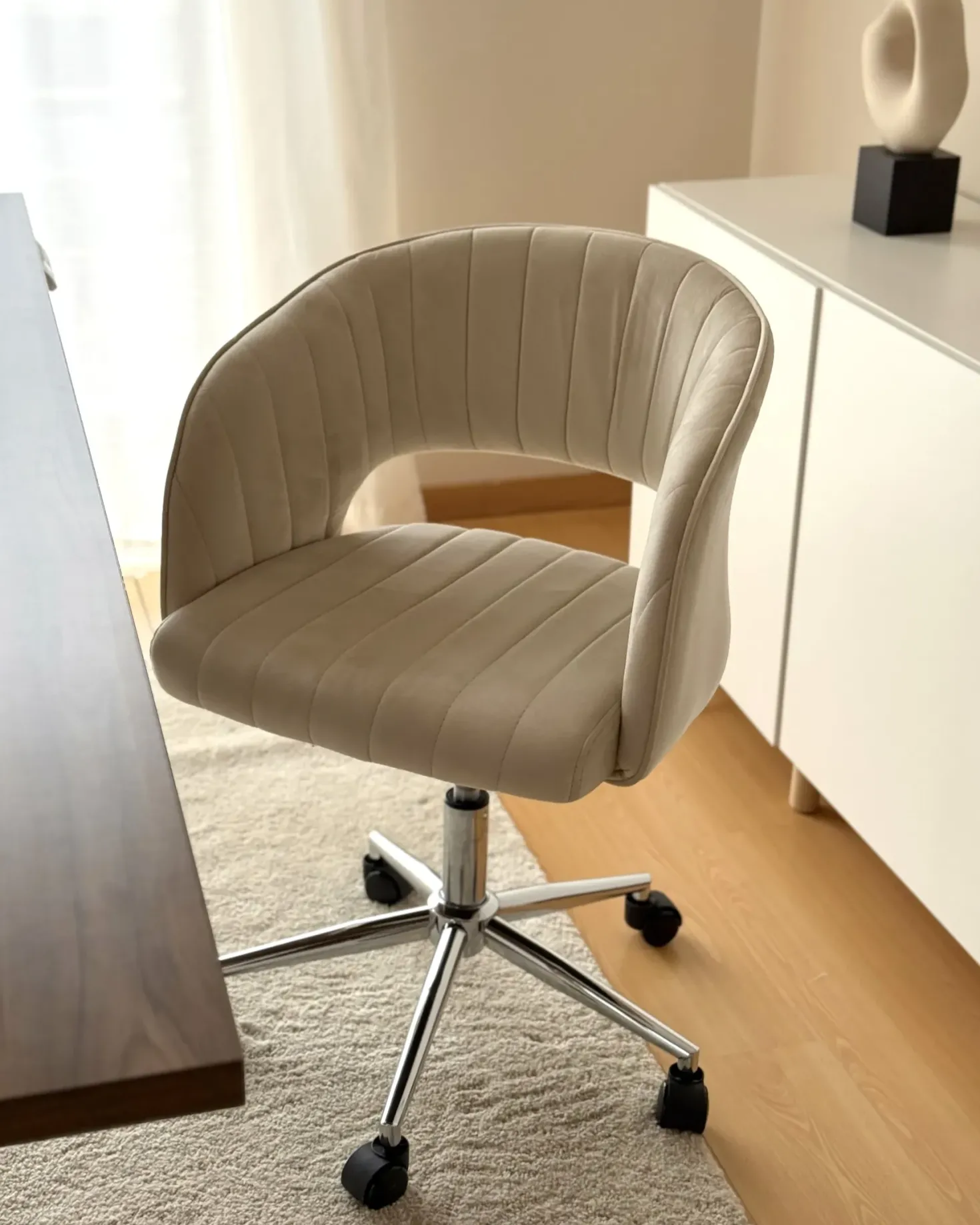Skrivebordsstol KATONAH Velour Lys Beige