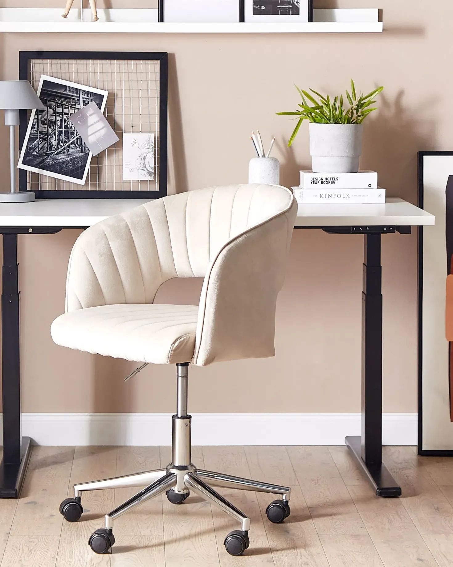 Skrivebordsstol KATONAH Velour Lys Beige