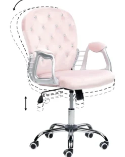 Skrivebordsstol PRINCESS Velour Pastellrosa