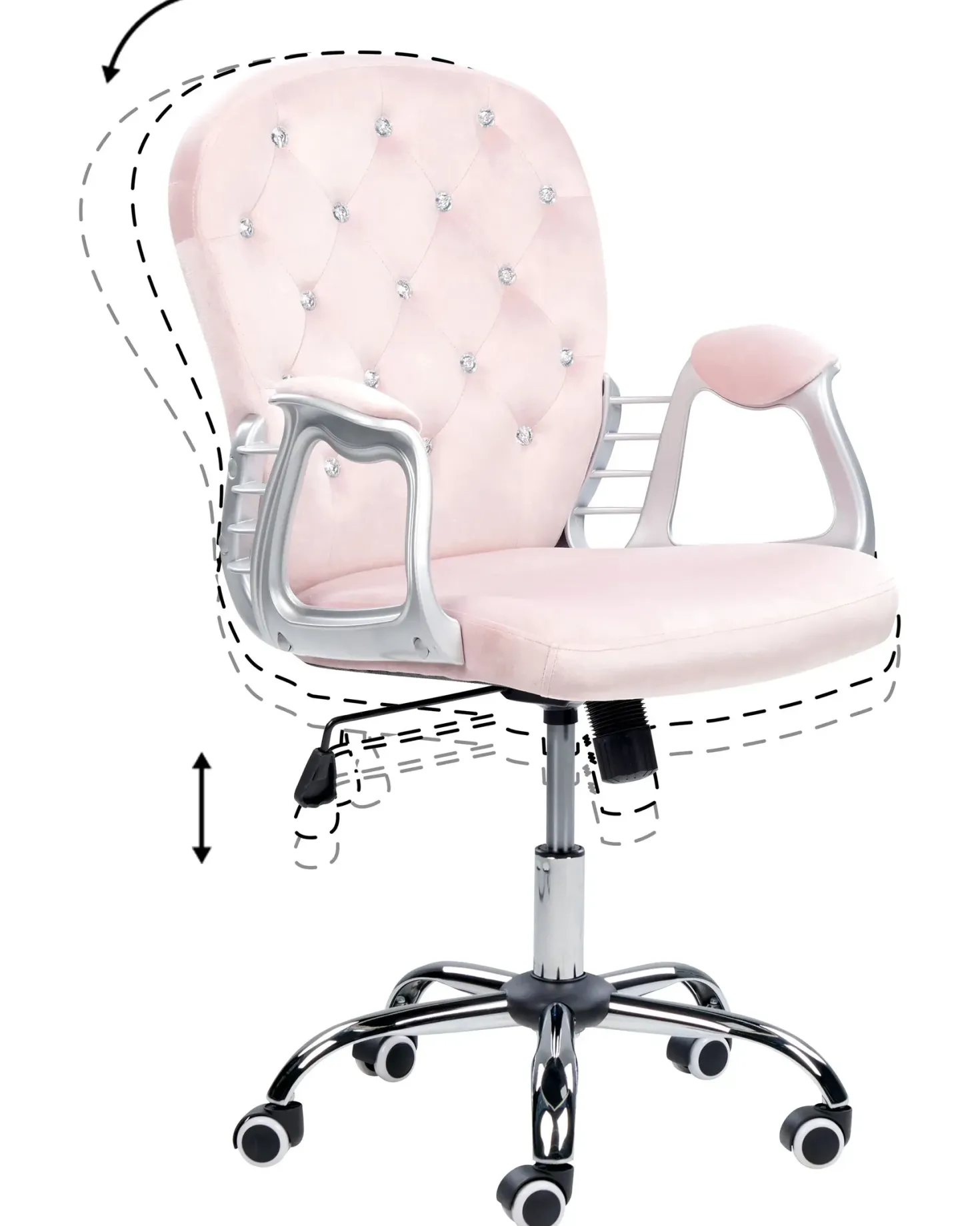 Skrivebordsstol PRINCESS Velour Pastellrosa