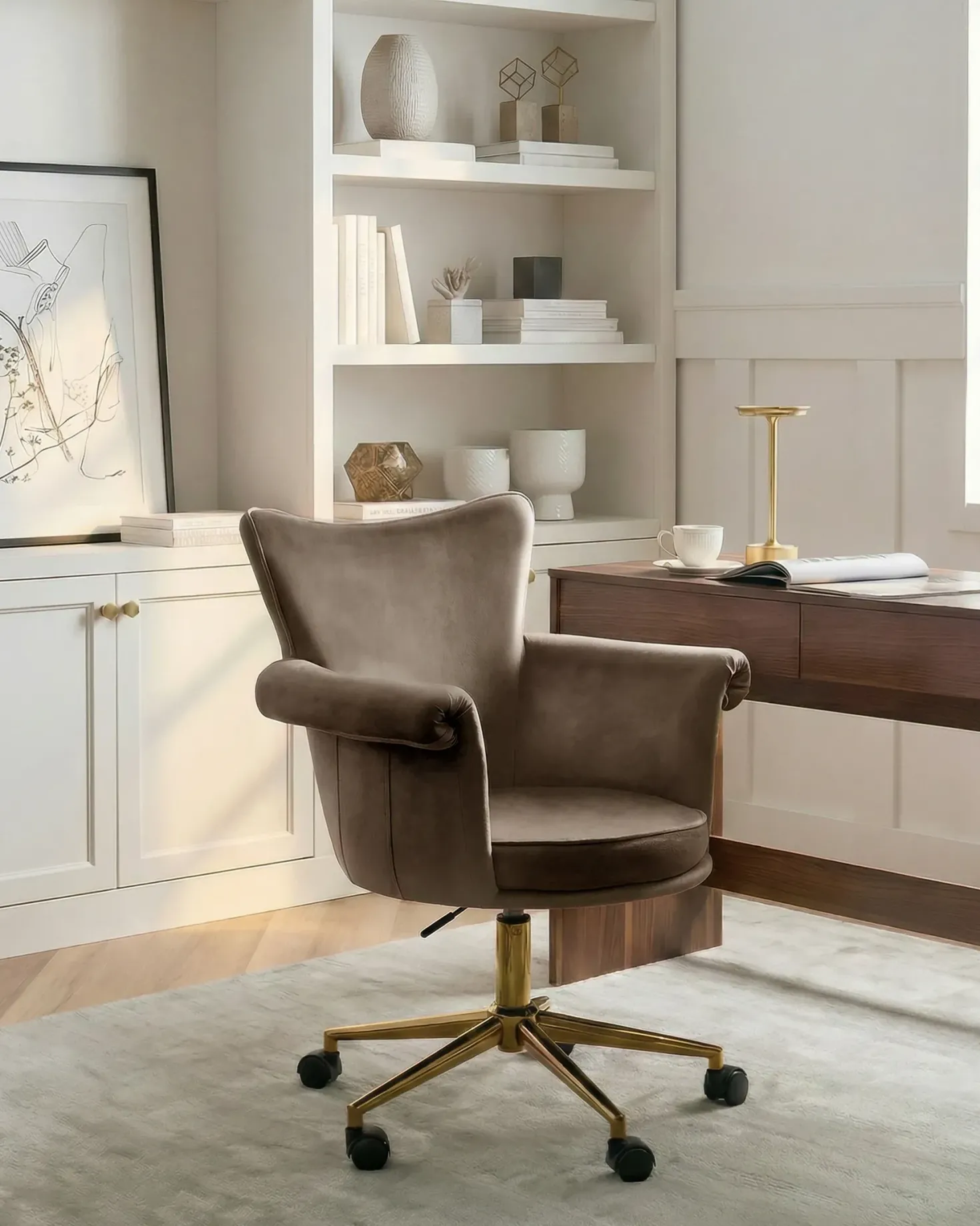 Skrivebordsstol VELENCIA Velour Brun