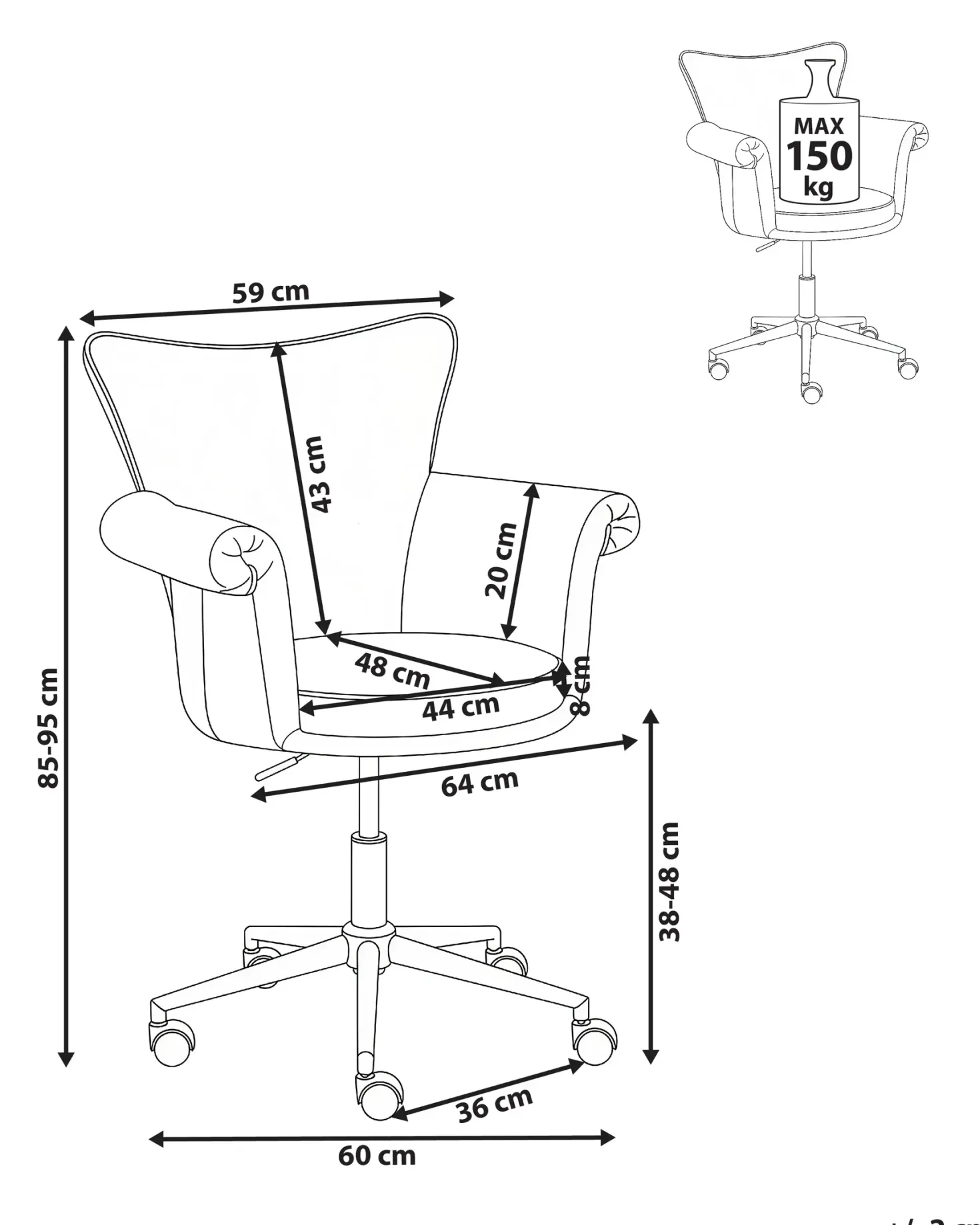 Skrivebordsstol VELENCIA Velour Brun