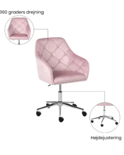 Skrivebordsstol VELORIA Velour Pastellrosa