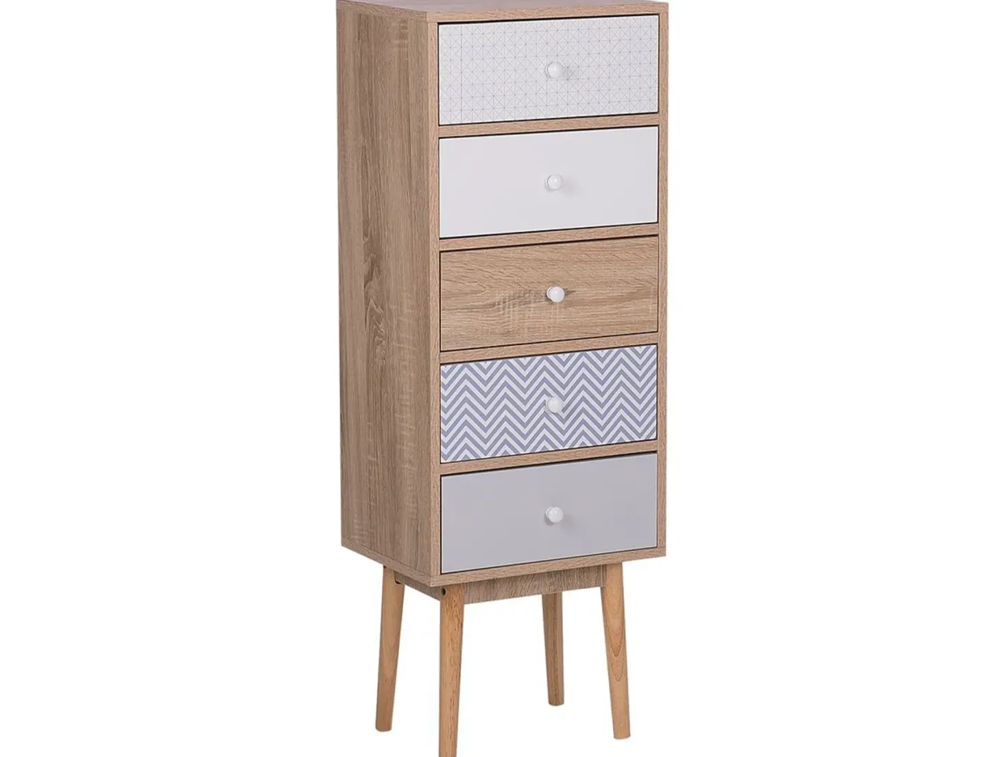 5 skuffers commode FOLEY Multifarvet