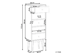 5 skuffers commode FOLEY Multifarvet